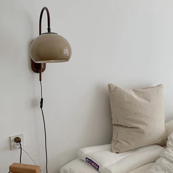 European Minimal Glass Solid Wood 1-Light Wall Sconce