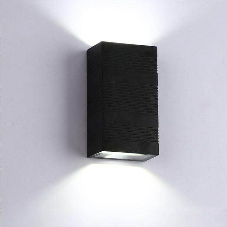Modern Pure Black Rectangular Waterproof Aluminum LED Wall Sconce