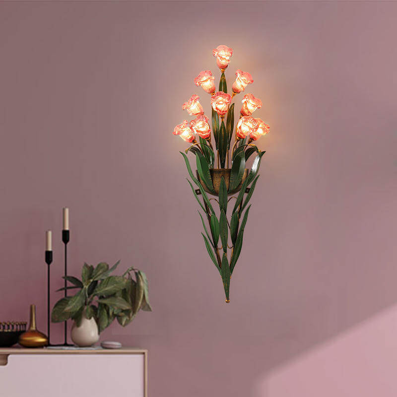 Modern Minimalist Glass Flower 6/10-Light Wall Sconce