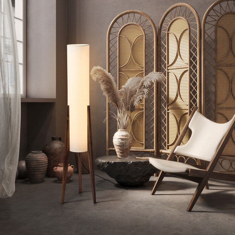 Traditional Chinese Walnut Floor Lamp