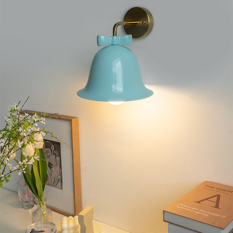 Traditional French Bell Butterfly Round Iron Wall Sconce