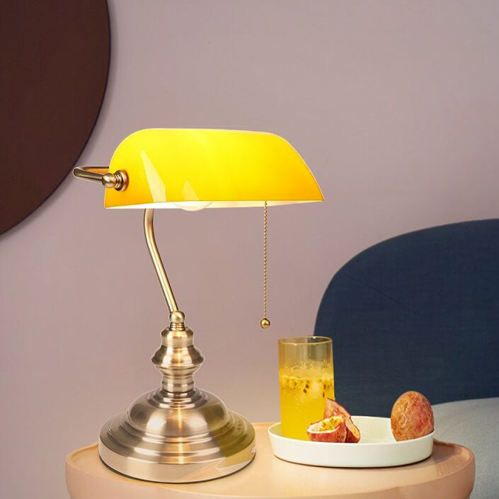 Retro-Colored Glass Table Lamp with Metal Base - Table Lamp