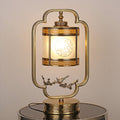 Chinese Glass Full Copper Carved 1-Light Table Lamp