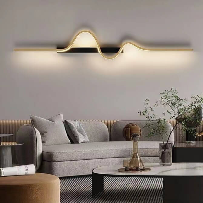 Modern Minimalist Long Wave Design Aluminum LED Wall Sconce