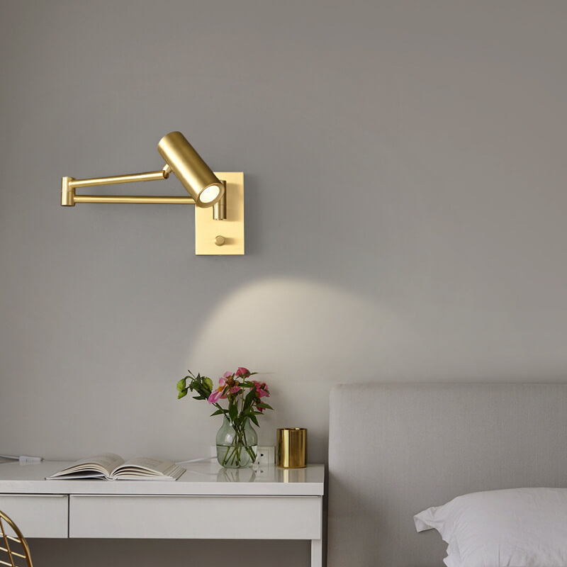 Nordic Luxury Copper Rotatable LED Reading Wall Sconce