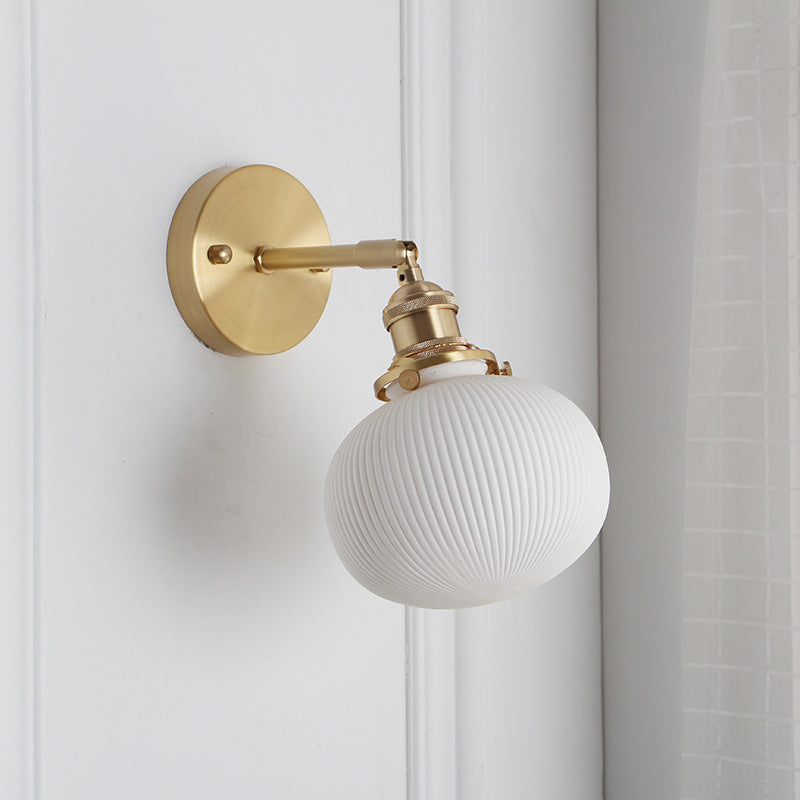 Japanese Retro Minimalist Cylinder Oval Brass Wall Sconce