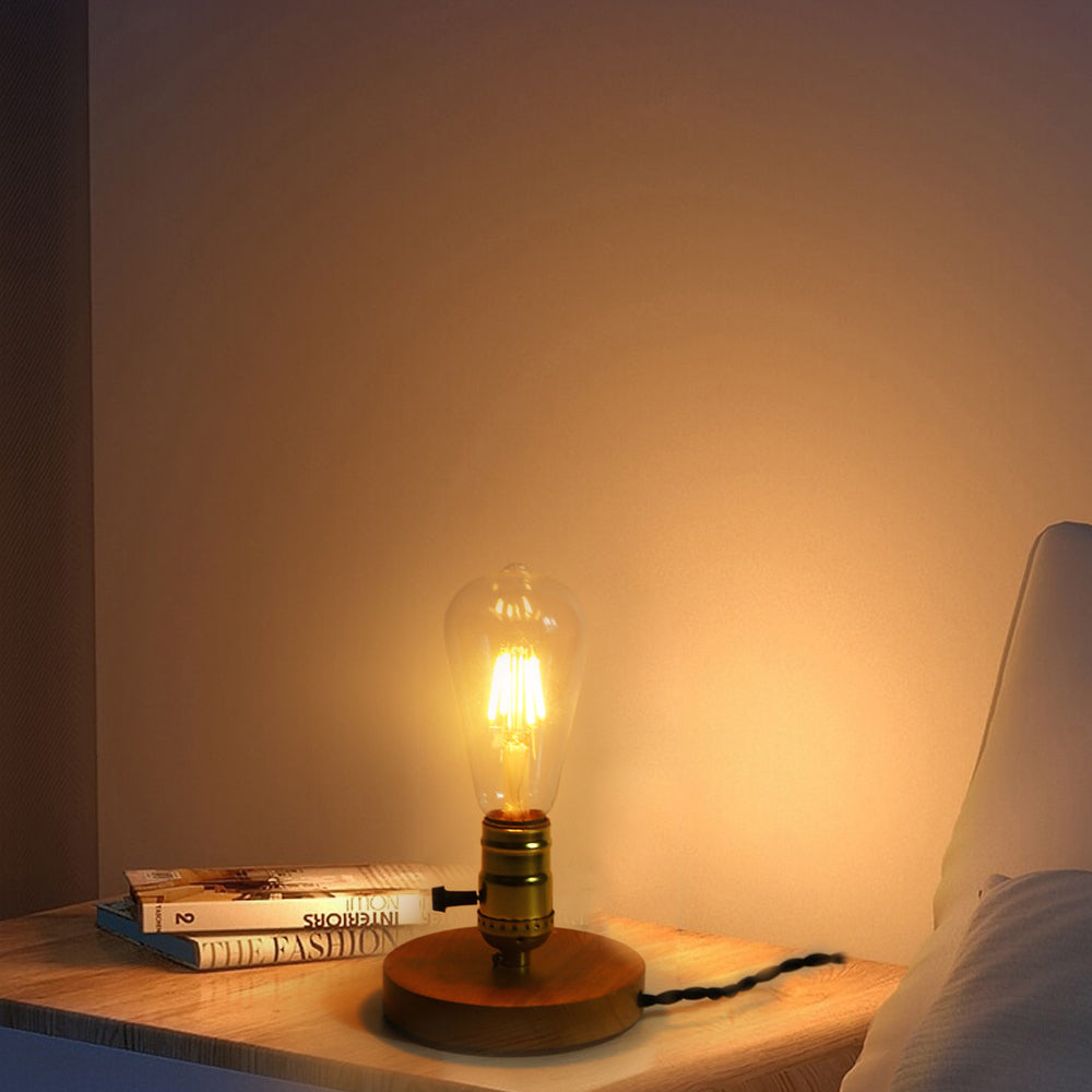 Traditional Vintage Glass Solid Wood Base 1-Light Table Lamp