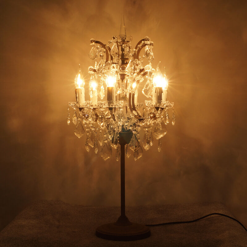 Elegant Traditional Vintage Crystal 6-Light Table Lamp