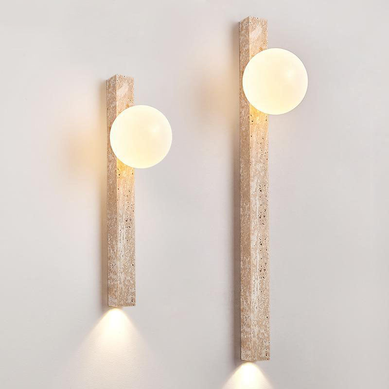 Traditional Japanese Long Strip Yellow Travertine Wall Sconce
