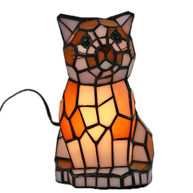 Tiffany Creative Cats/Dogs Stained Glass 1-Light Table Lamp
