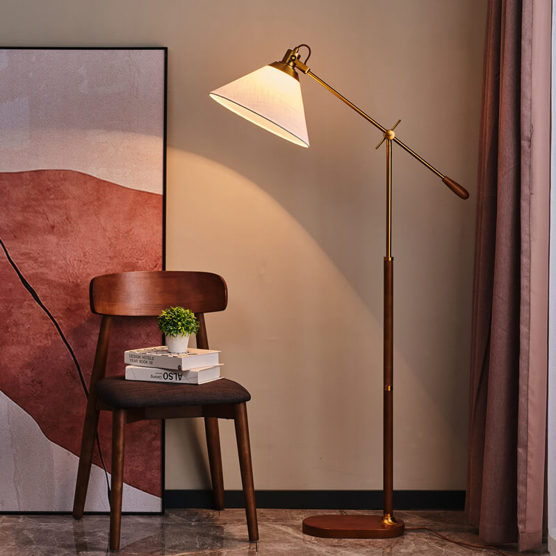 Vintage Black Walnut Floor Lamp