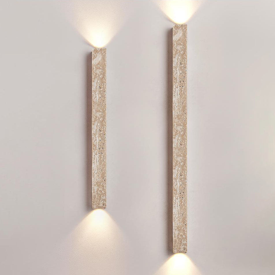 Traditional Japanese Long Strip Yellow Travertine Wall Sconce