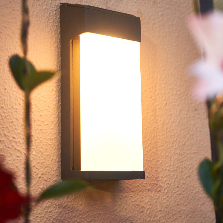 Solar Powered Frosted Glass Square Outdoor Wall Sconce