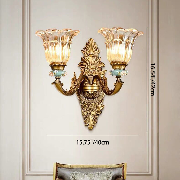 Traditional European Resin Zinc Alloy Glass Wall Sconce