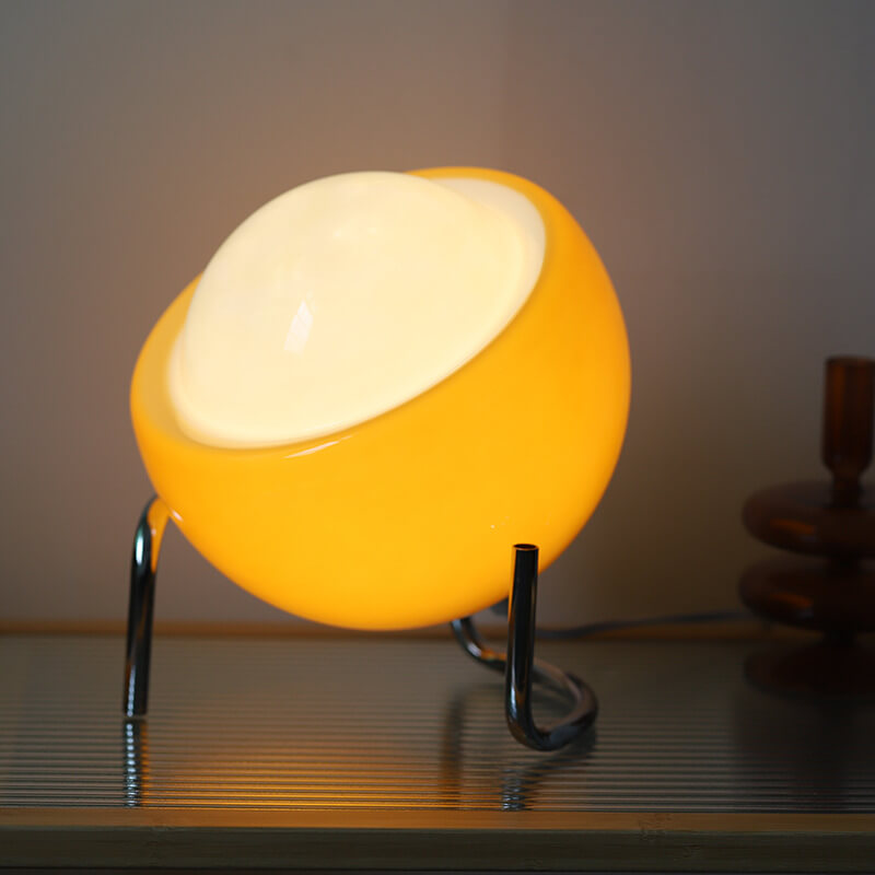 Nordic Contemporary Planet Orange Glass and Iron Table Lamp
