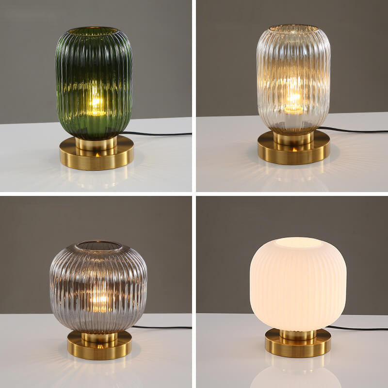 Elegant Nordic Striped Glass Oval 1-Light Table Lamp