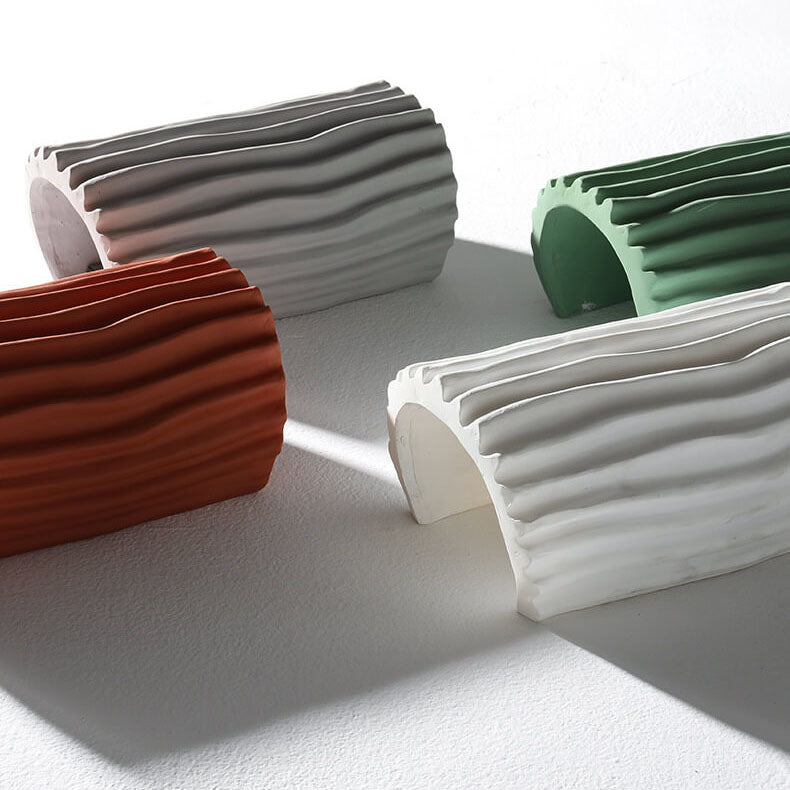 Contemporary Nordic Resin Striped Half Cylinder Wall Sconce