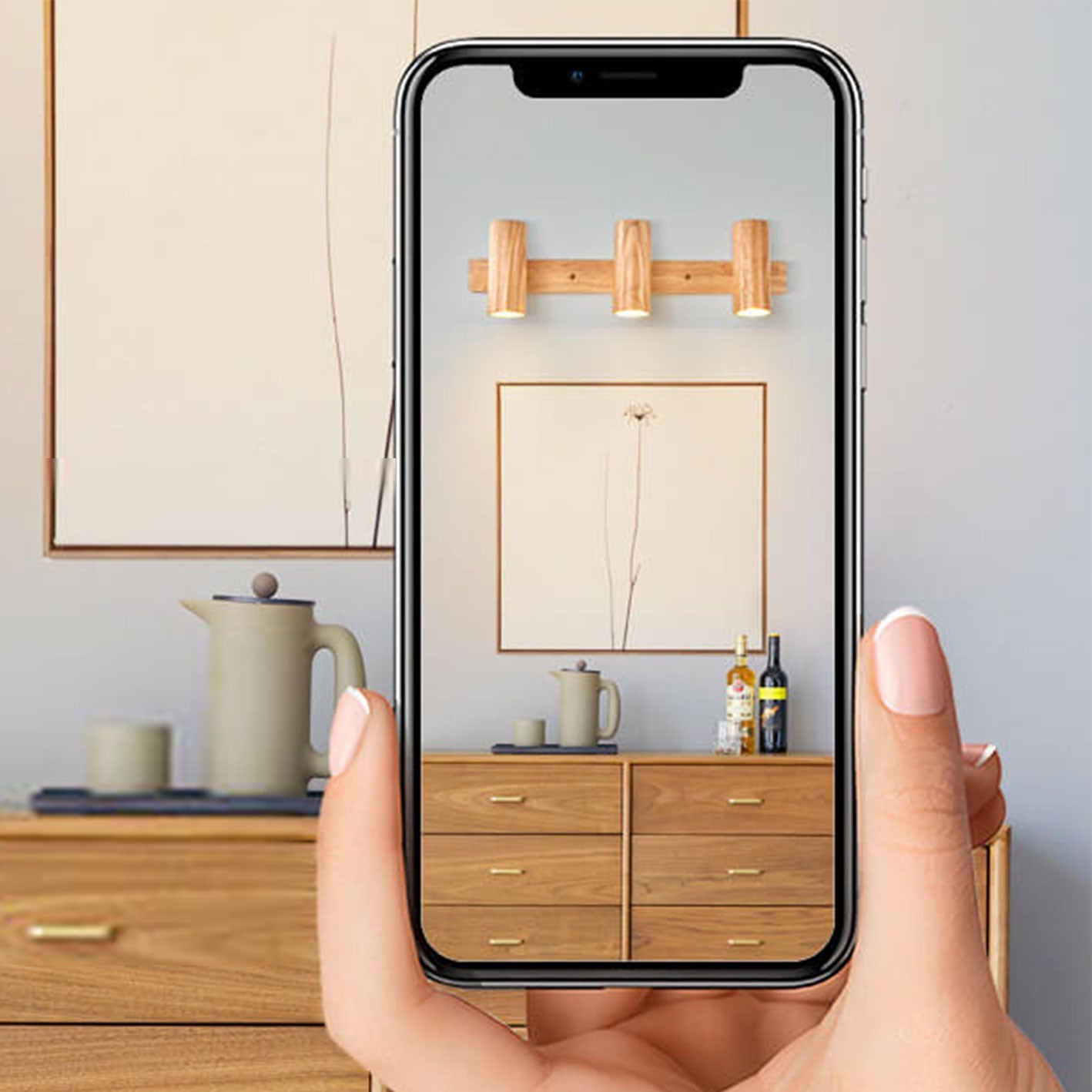 Modern Minimalist Wood Track Spotlight Wall Wall Sconce