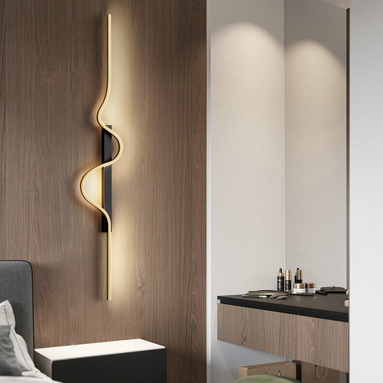Modern Minimalist Long Wave Design Aluminum LED Wall Sconce