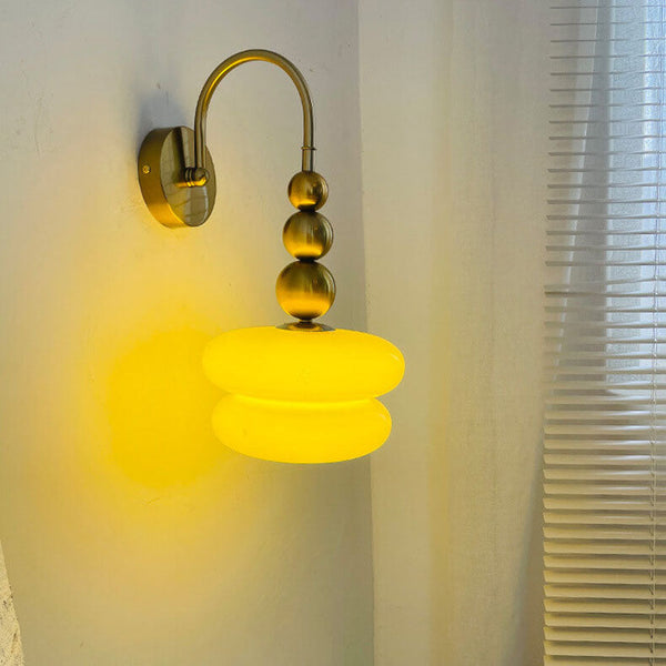 Macaron Cream Gourd Design Glass Shade Wall Sconce