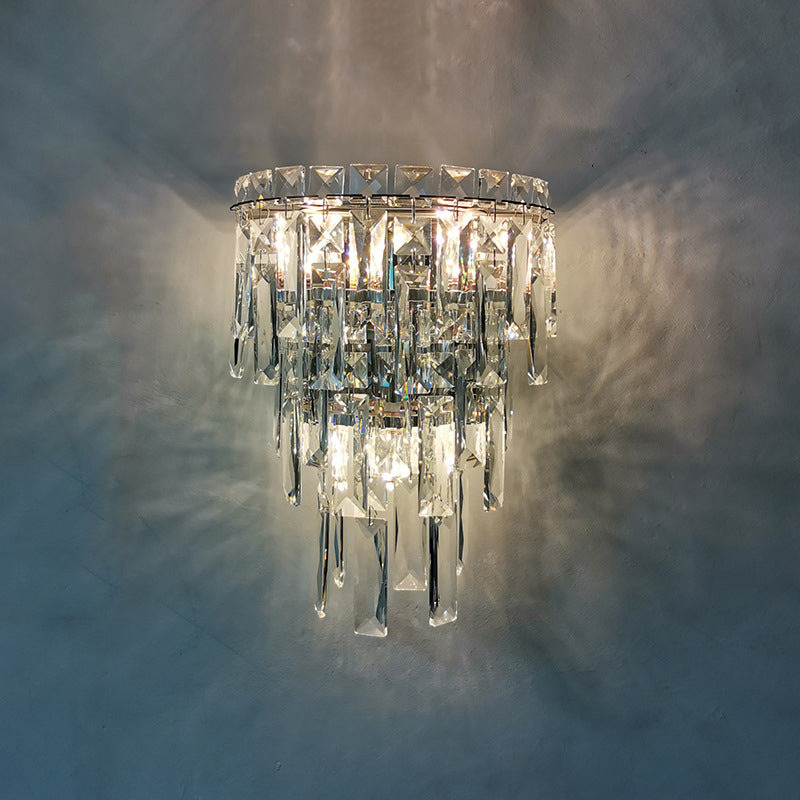 Contemporary Luxury Crystal Tassel Half Post Wall Sconce