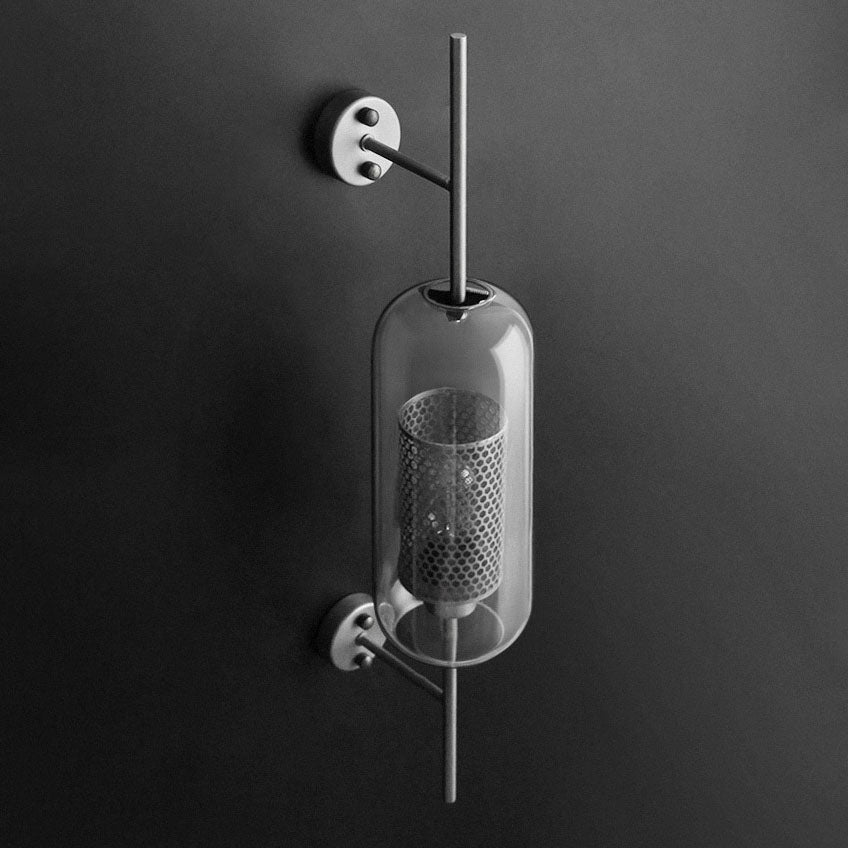Contemporary Industrial Cylinder Glass Shade Wall Sconce