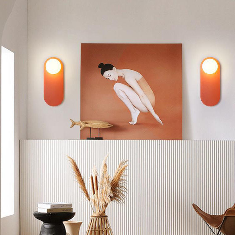 Nordic Minimalist Glass Orange Ring Base 1-Light Wall Sconce