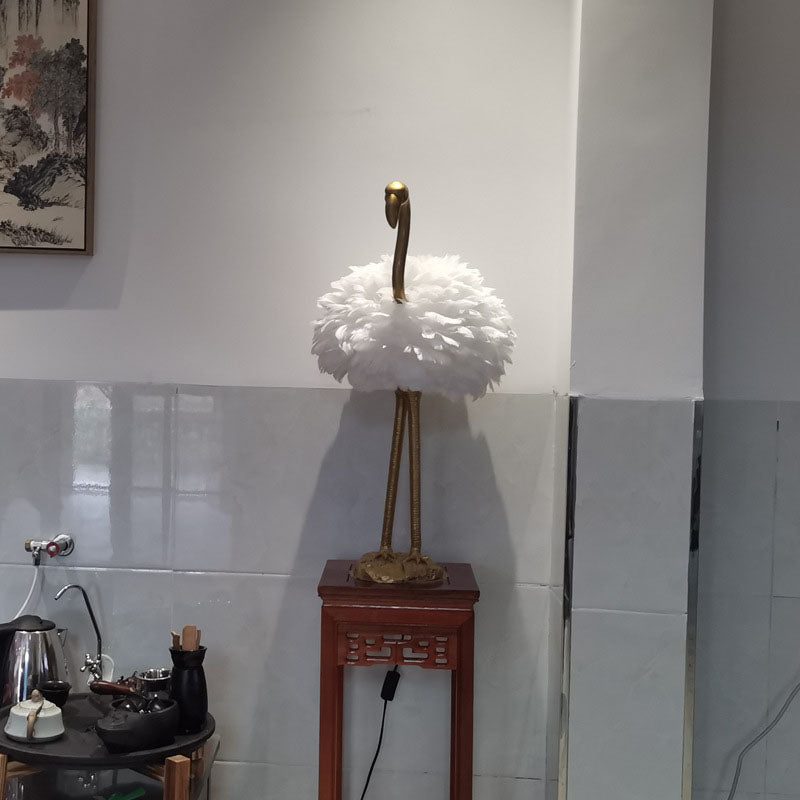 Nordic Goose Feather Metal Flamingo Ball 1-Light Table Lamp