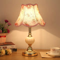 Nordic Vintage Floral Glass & Fabric 1-Light Table Lamp