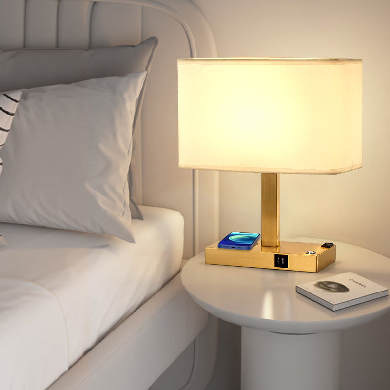 Modern Minimalist Rectangular Cloth Iron 1-Light Table Lamp