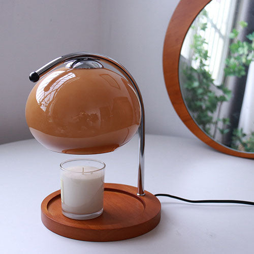 Vintage Glass Dome Solid Wood Base 1-Light Table Lamp