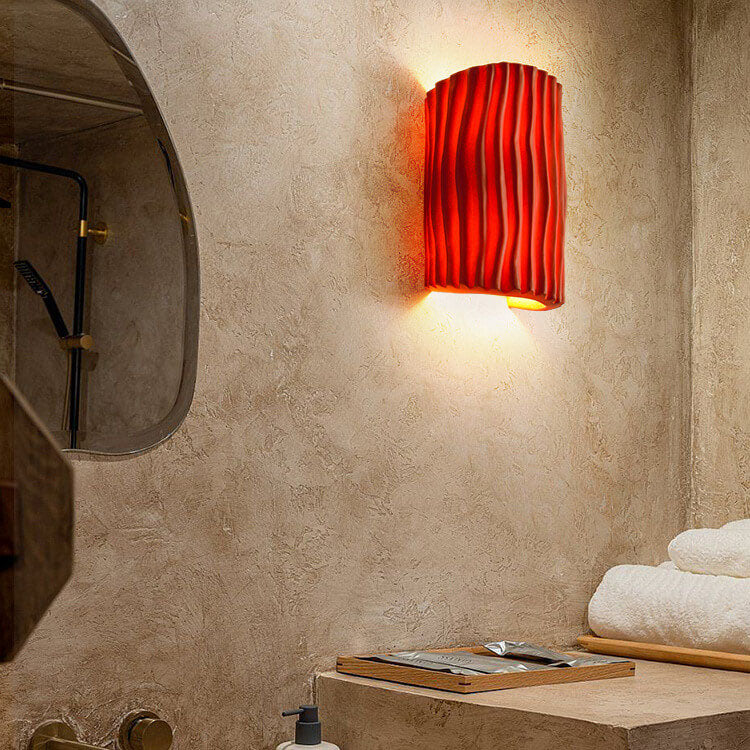 Contemporary Nordic Resin Striped Half Cylinder Wall Sconce