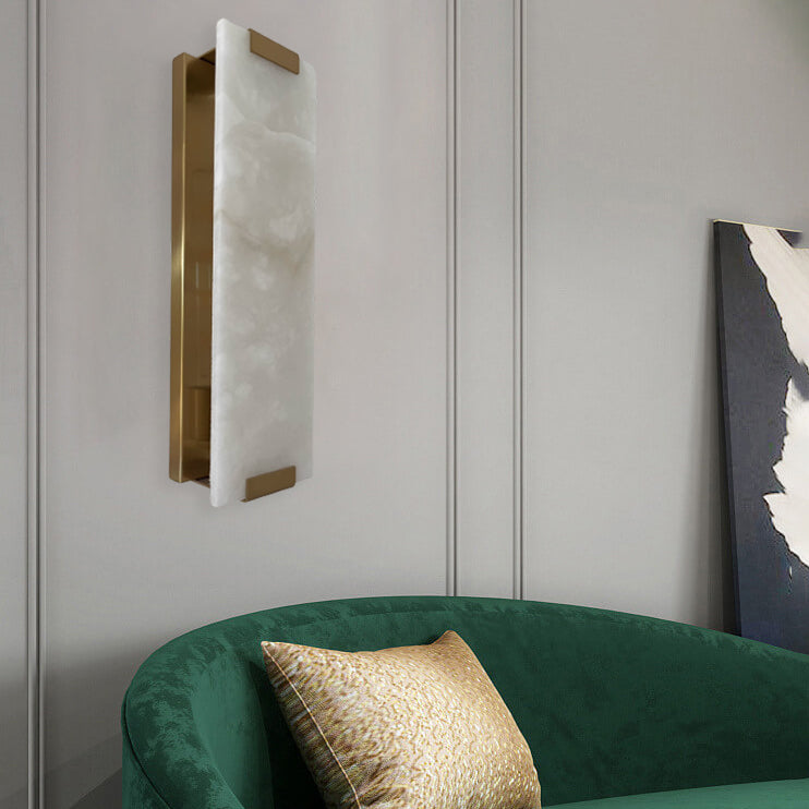 Nordic Light Luxury Copper Marble Strip Design Wall Sconce
