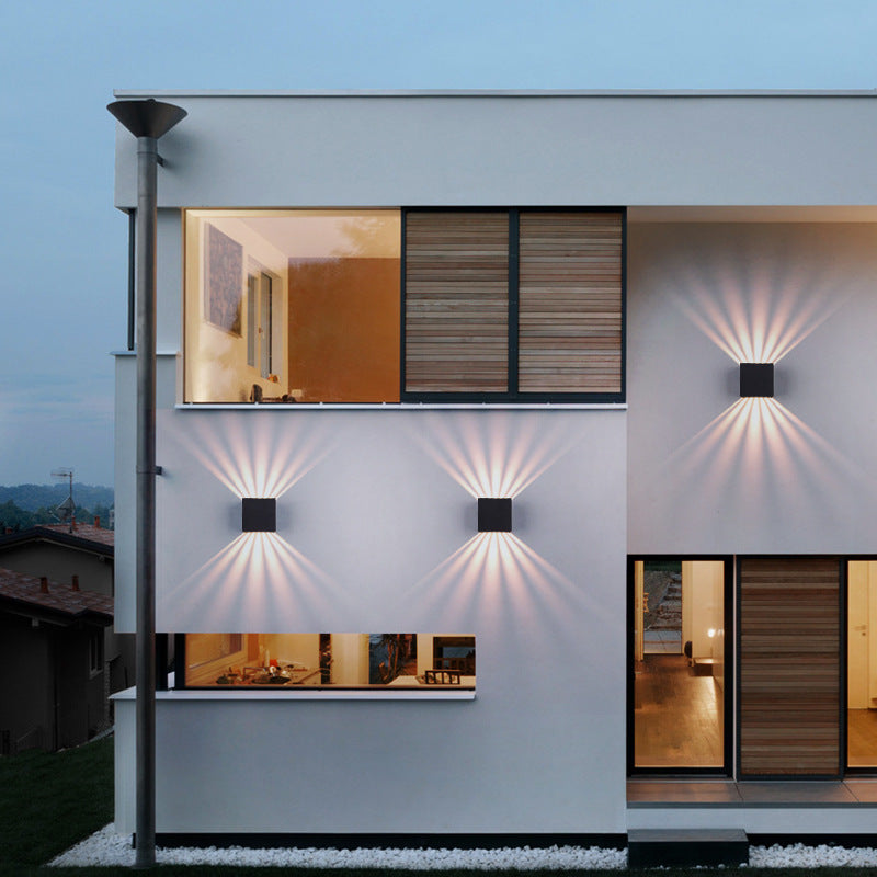 Modern Solid Color Aluminum Square LED Outdoor Wall Light