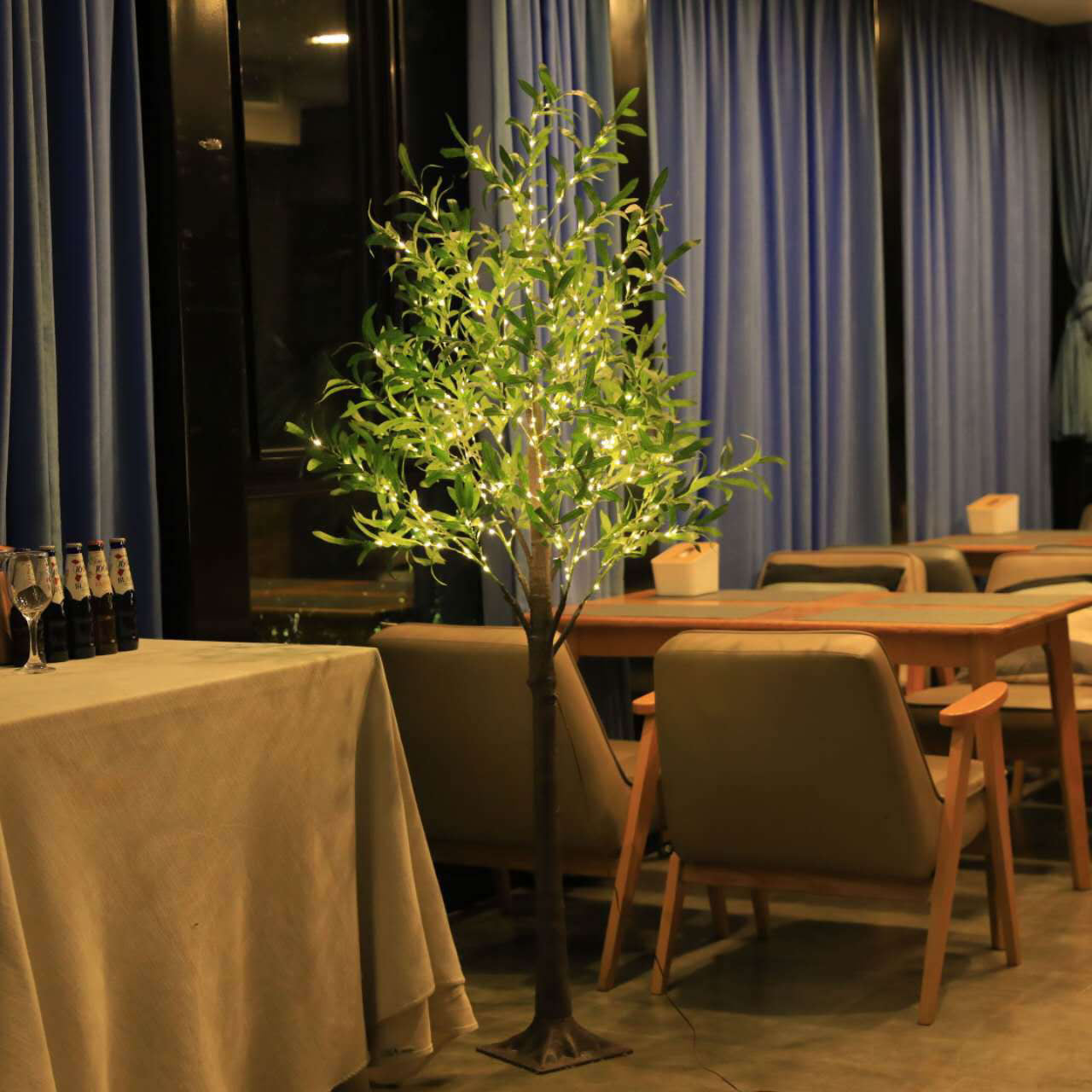 Modern Creative Olive Leaf LED Simulation Plants Table Lamp