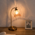 Modern Art Deco Round Flower Shaped Metal Glass Table Lamp