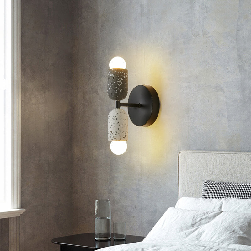 Modern Japanese Wabi-Sabi Iron Cement 2-Light Wall Sconce