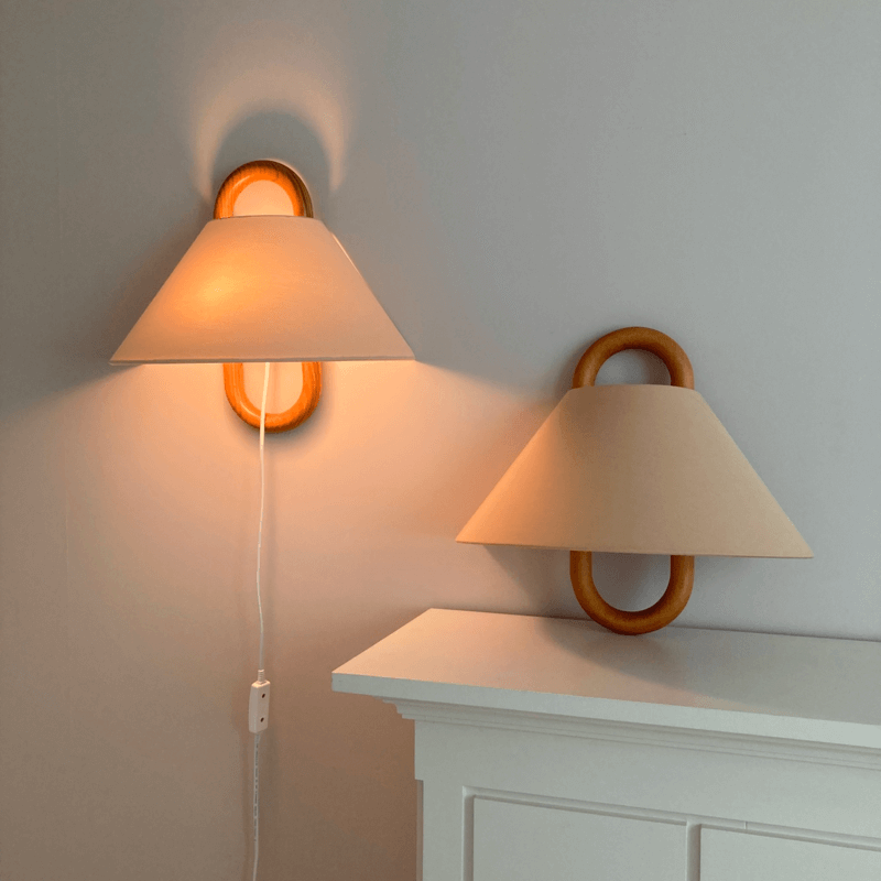 Modern Solid Wood Pleated Semi-Circle Wall Sconce