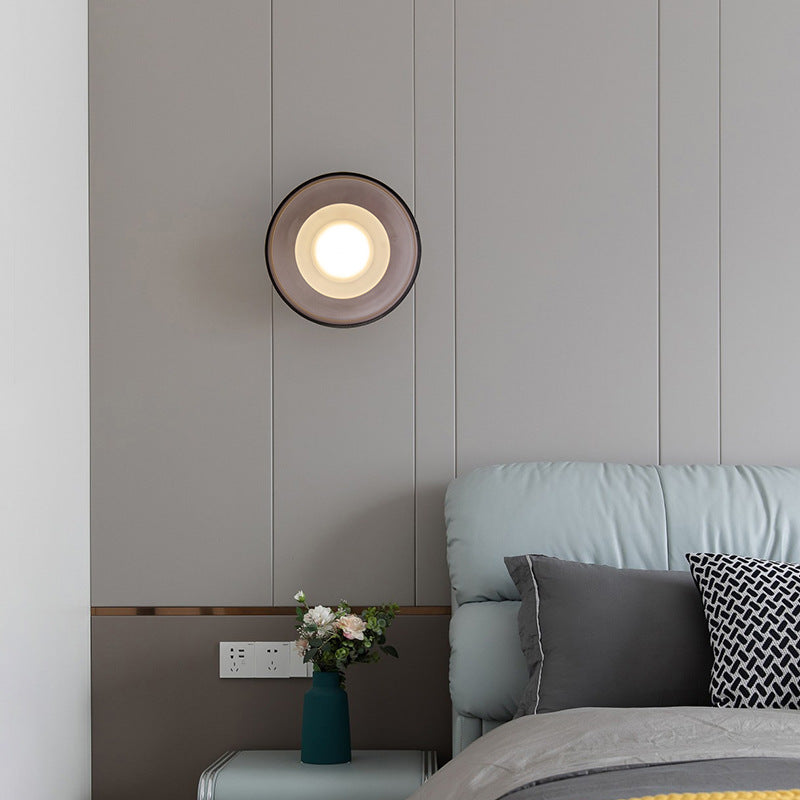 Nordic Vintage Round Hardware Glass LED Wall Sconce