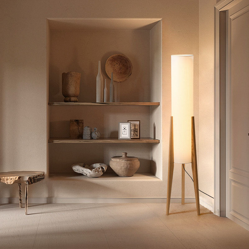 Traditional Chinese Walnut Floor Lamp