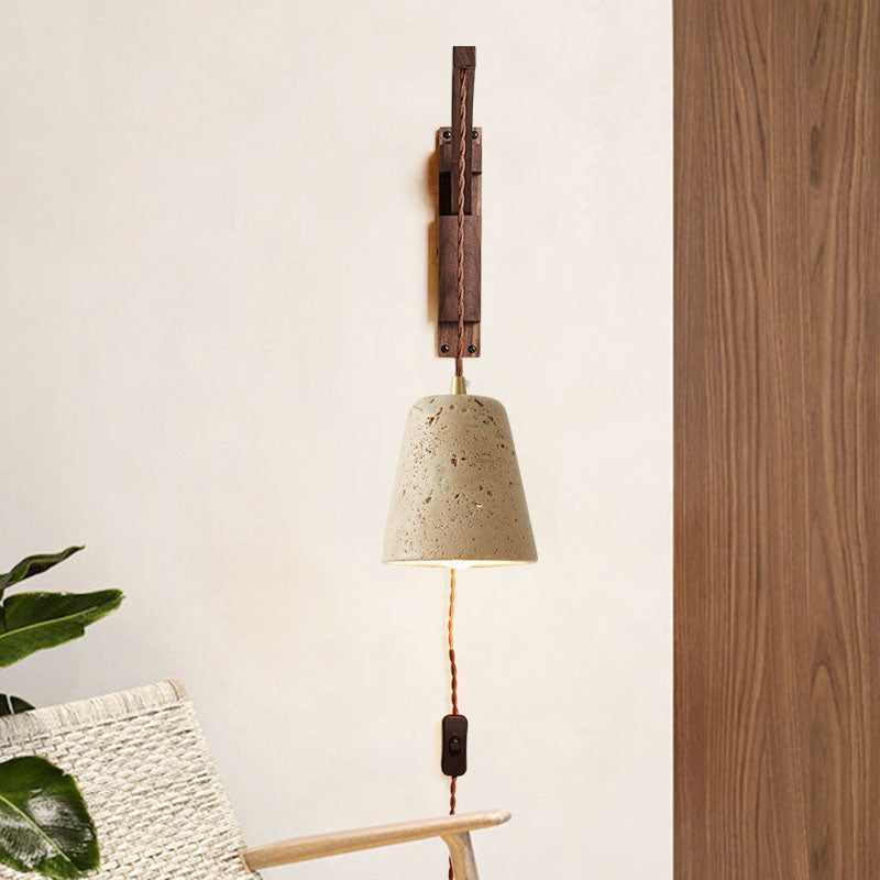 Japanese Wabi-Sabi Solid Wood Glass Horn Wall Sconce