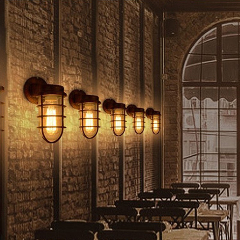 Contemporary Industrial Aluminum Round Cage Wall Sconce