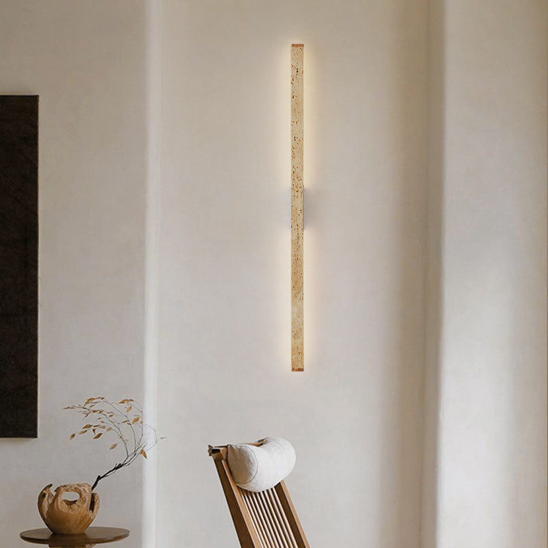 Japanese Wabi-Sabi Travertine Long Strip LED Wall Sconce