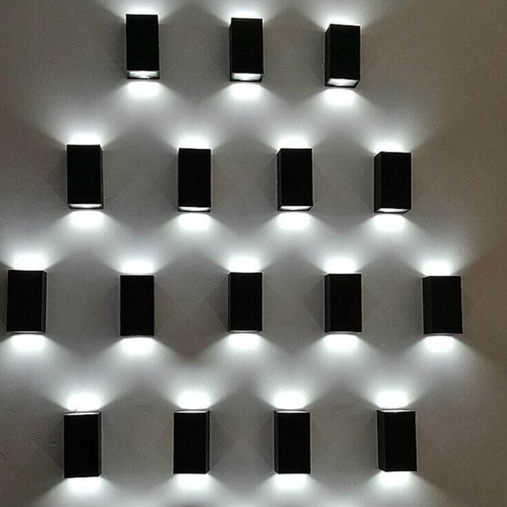Modern Pure Black Rectangular Waterproof Aluminum LED Wall Sconce