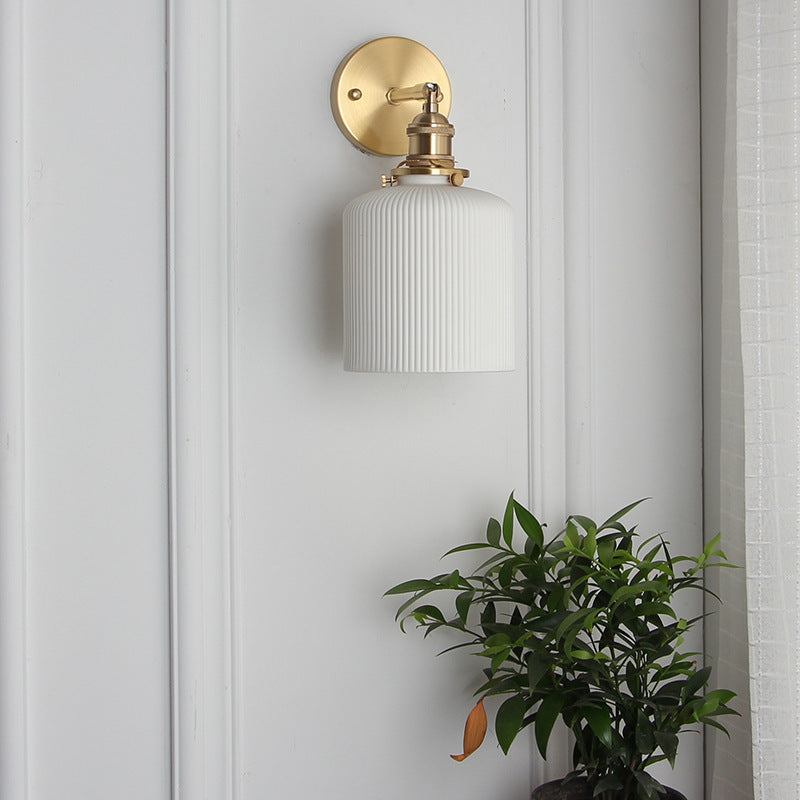 Japanese Retro Minimalist Cylinder Oval Brass Wall Sconce