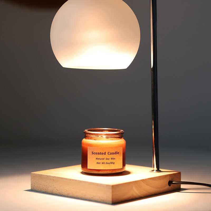 Modern Solid Wood Sphere Candle Lamp 1-Light Table Lamp