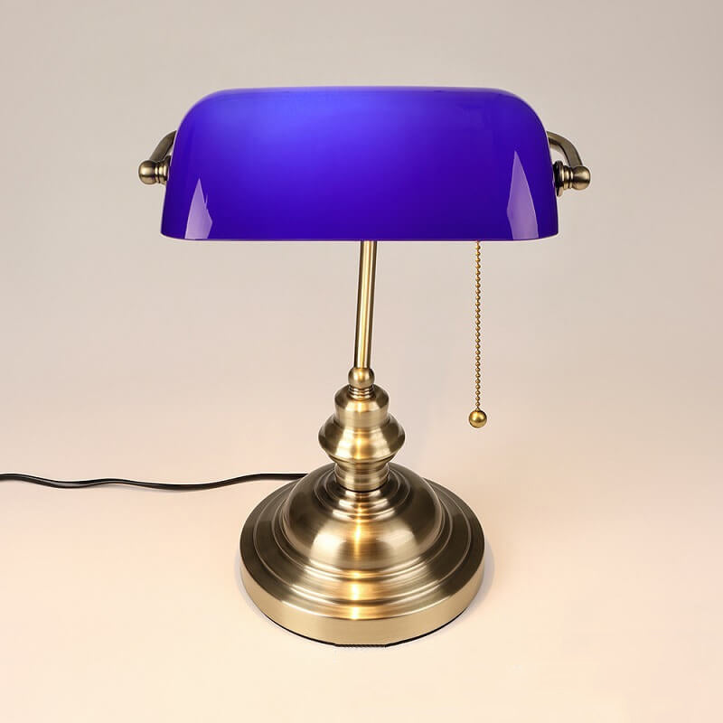 Retro-Colored Glass Table Lamp with Metal Base - Table Lamp