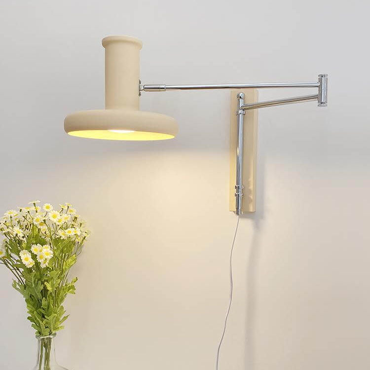 Nordic Minimalist Beige Swing Arm 1-Light Wall Sconce