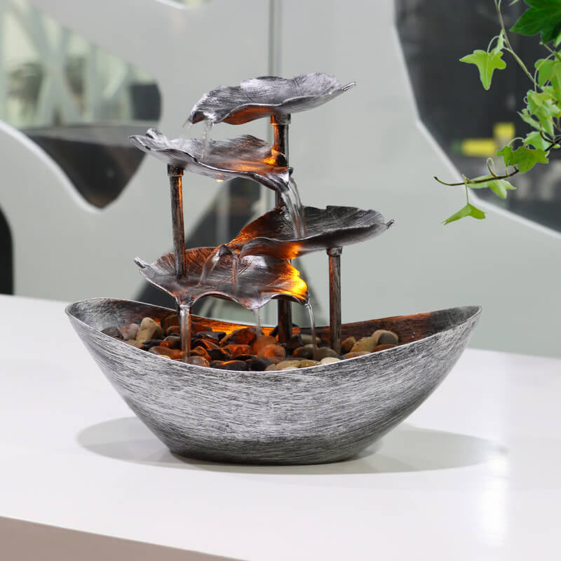 Creative Lotus Leaf Yuanbao Flowing Fountain LED Table Lamp