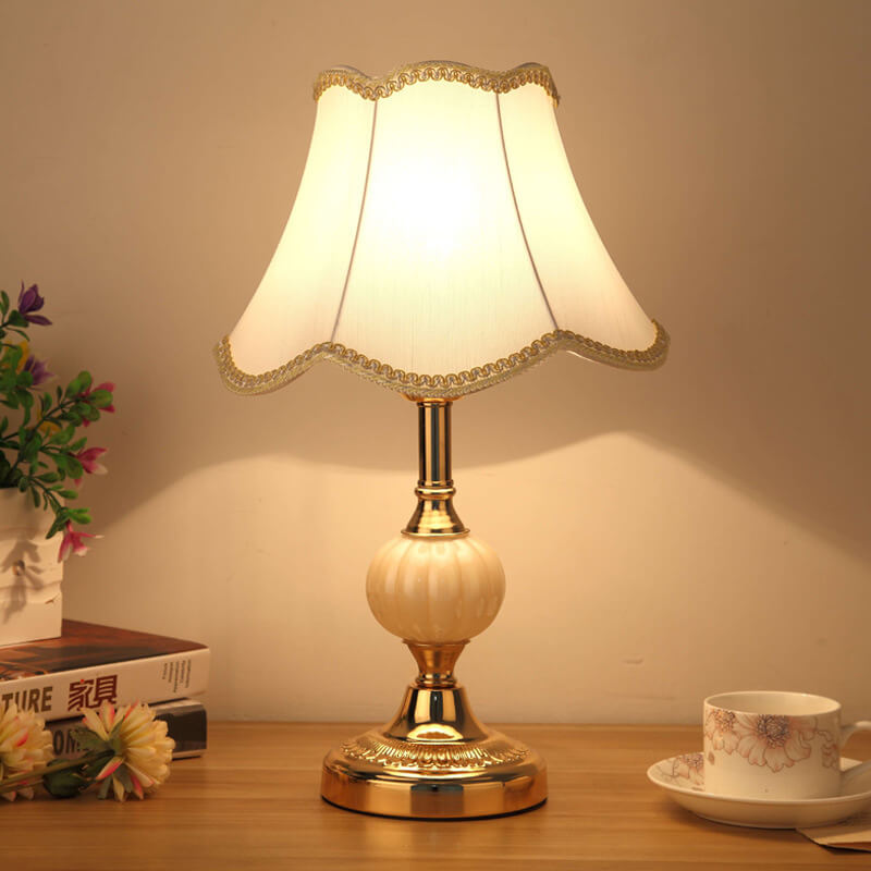 Nordic Vintage Floral Glass & Fabric 1-Light Table Lamp